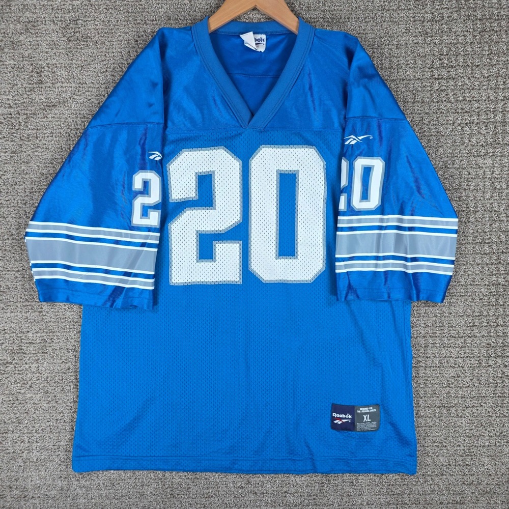 Vintage Reebok Detroit Lions Barry Sanders #20 Football Jersey Mens XL Blue NFL